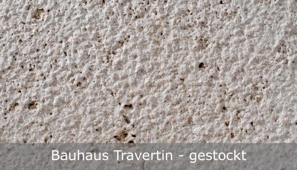 Bauhaus Travertin mit gestockter Oberfläche