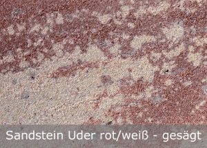 Sandstein Uder rot-weiß mit gesägter Oberfläche